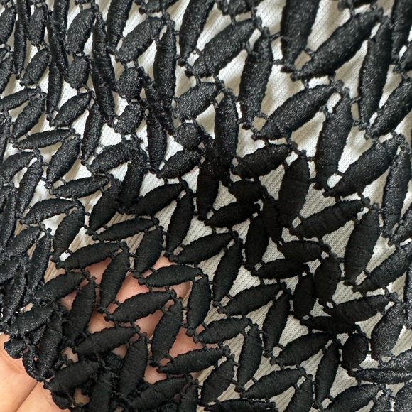 Self Portrait Purl Knit Long Sleeve Black Top Sheer Mesh Sleeve - Picture 6 of 7